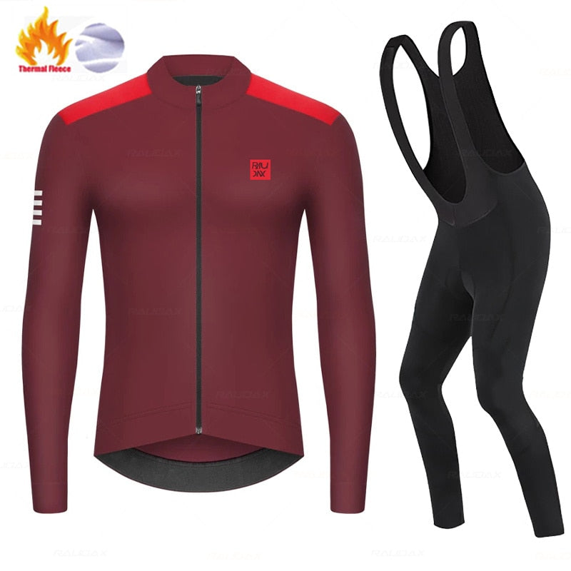 Raudax Racing Long Sleeve Thermal Fleece Cycling Jersey Sets (6 Variants)