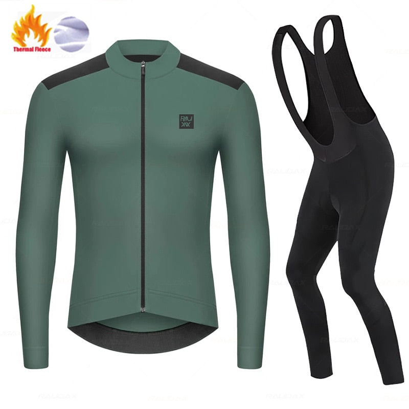 Raudax Racing Long Sleeve Thermal Fleece Cycling Jersey Sets (6 Variants)