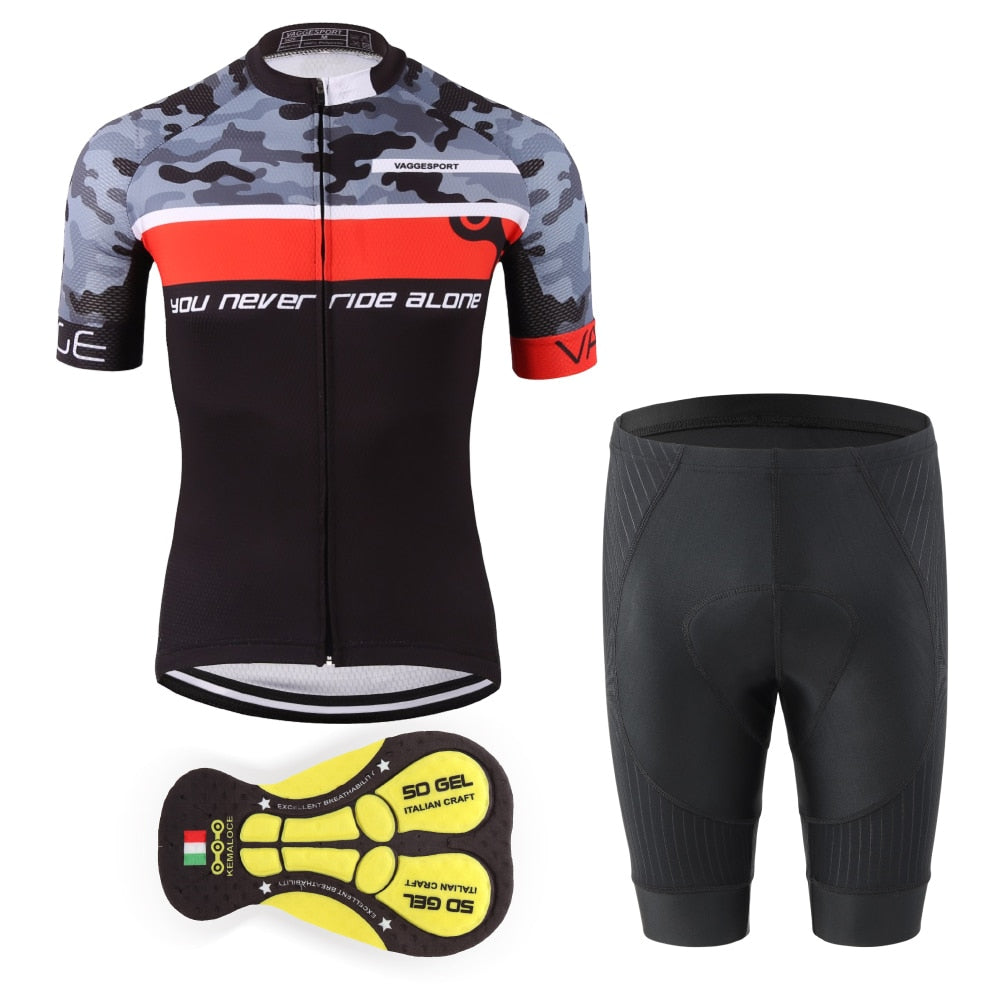 KEMALOCE Grey Camouflage Cycling Jersey Sets (2 Variants)