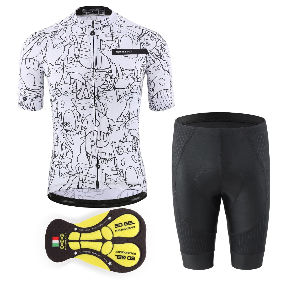 KEMALOCE Cartoon Cat Cycling Jersey Sets (2 Variants)