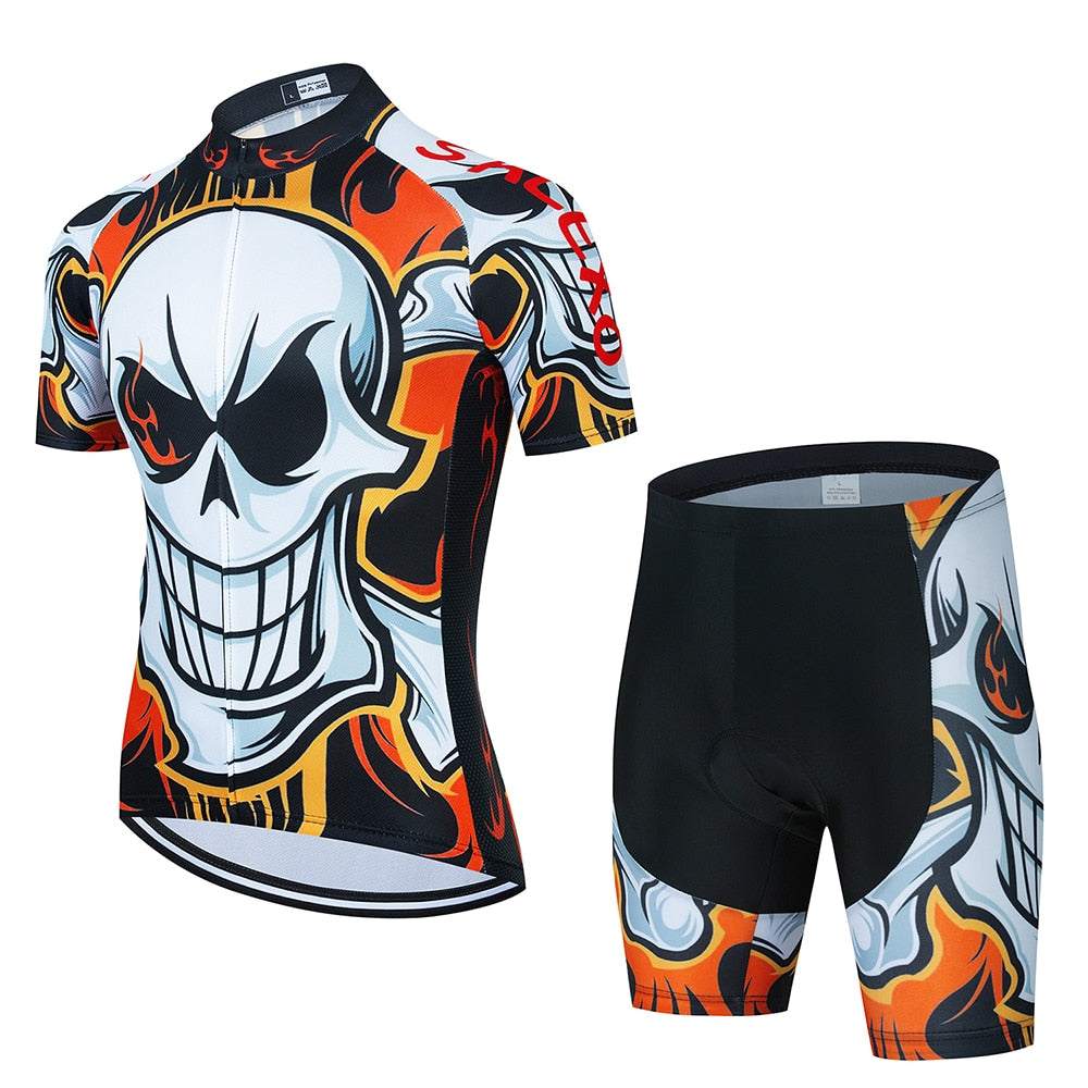 Salexo Flaming Skull Cycling Jersey Sets