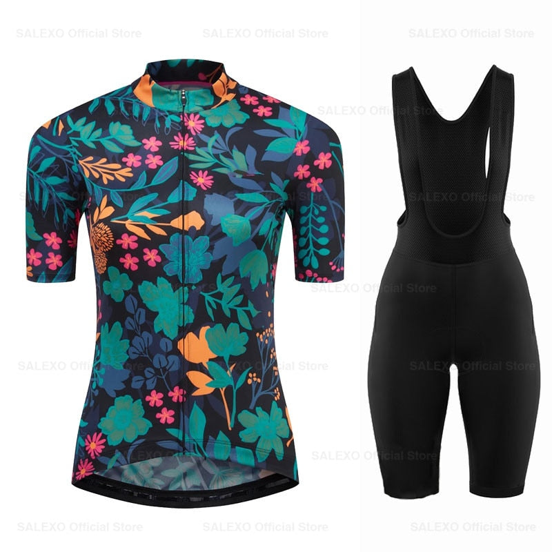 Salexo Women Floral Cycling Jersey Set