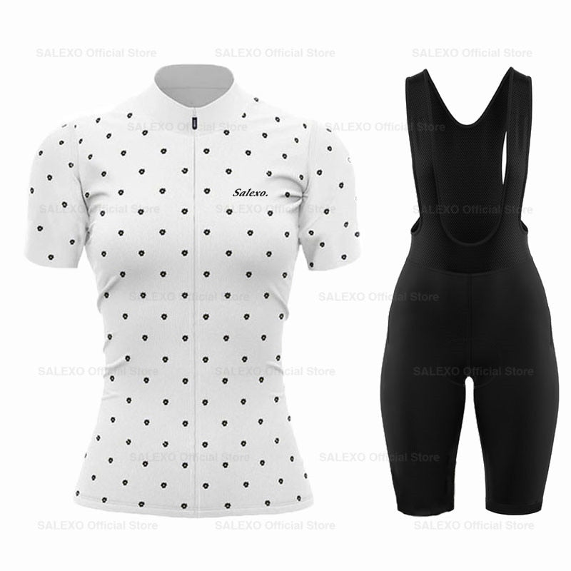Salexo Women Polka Dot Cycling Jersey Sets