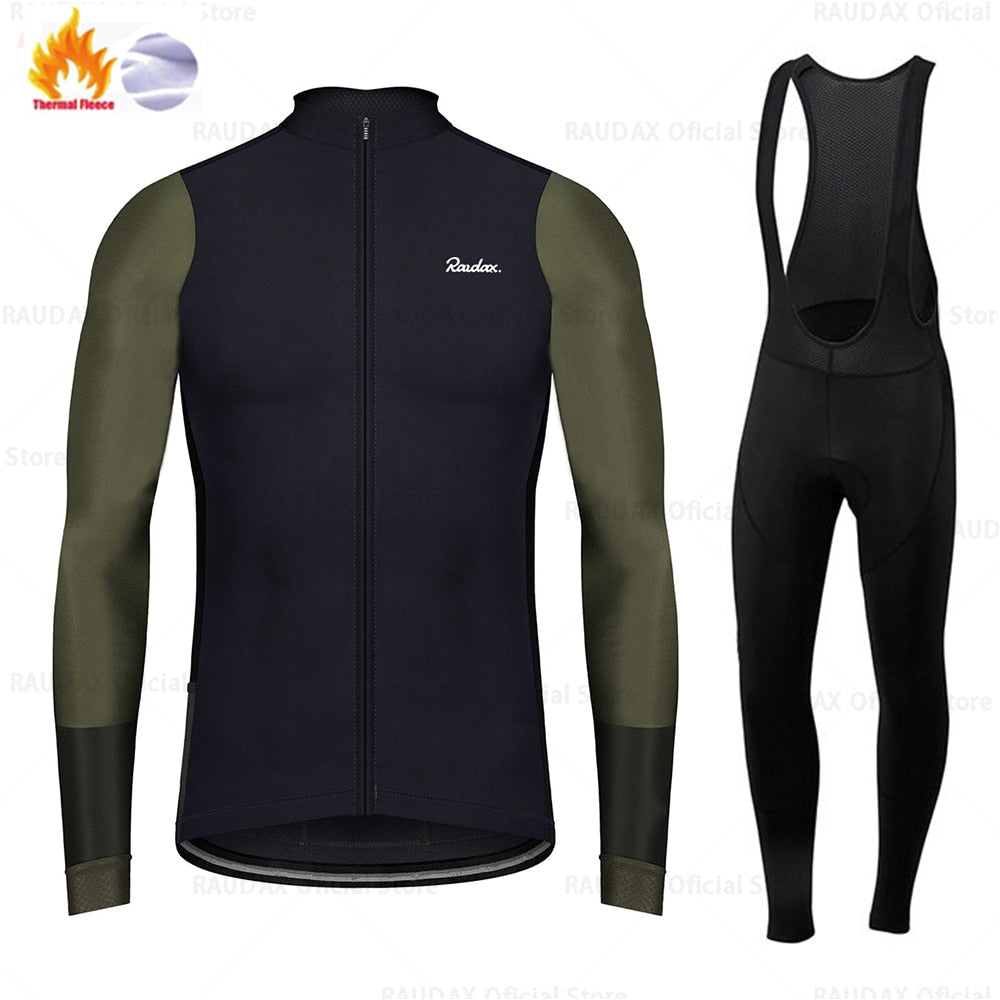 Raudax Winter Long Sleeve Thermal Fleece Cycling Jersey Sets (3 Variants)