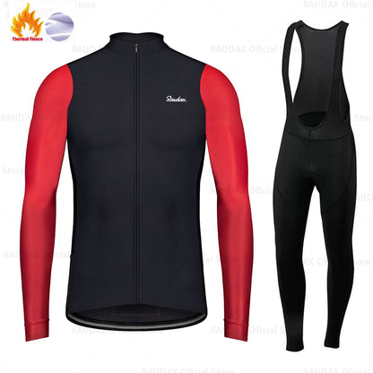 Raudax Winter Long Sleeve Thermal Fleece Cycling Jersey Sets (3 Variants)