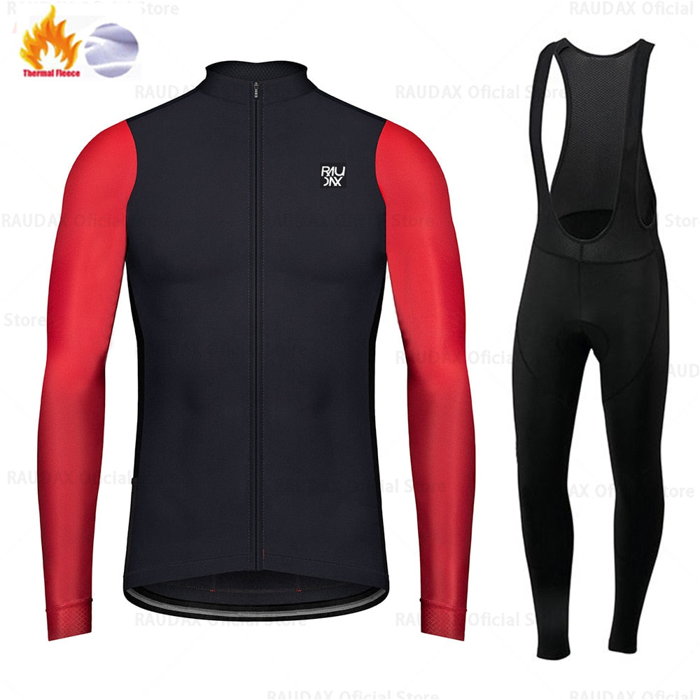 Raudax Sports Long Sleeve Thermal Fleece Cycling Jersey Sets (3 Variants)