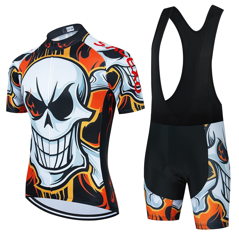 Salexo Flaming Skull Cycling Jersey Sets