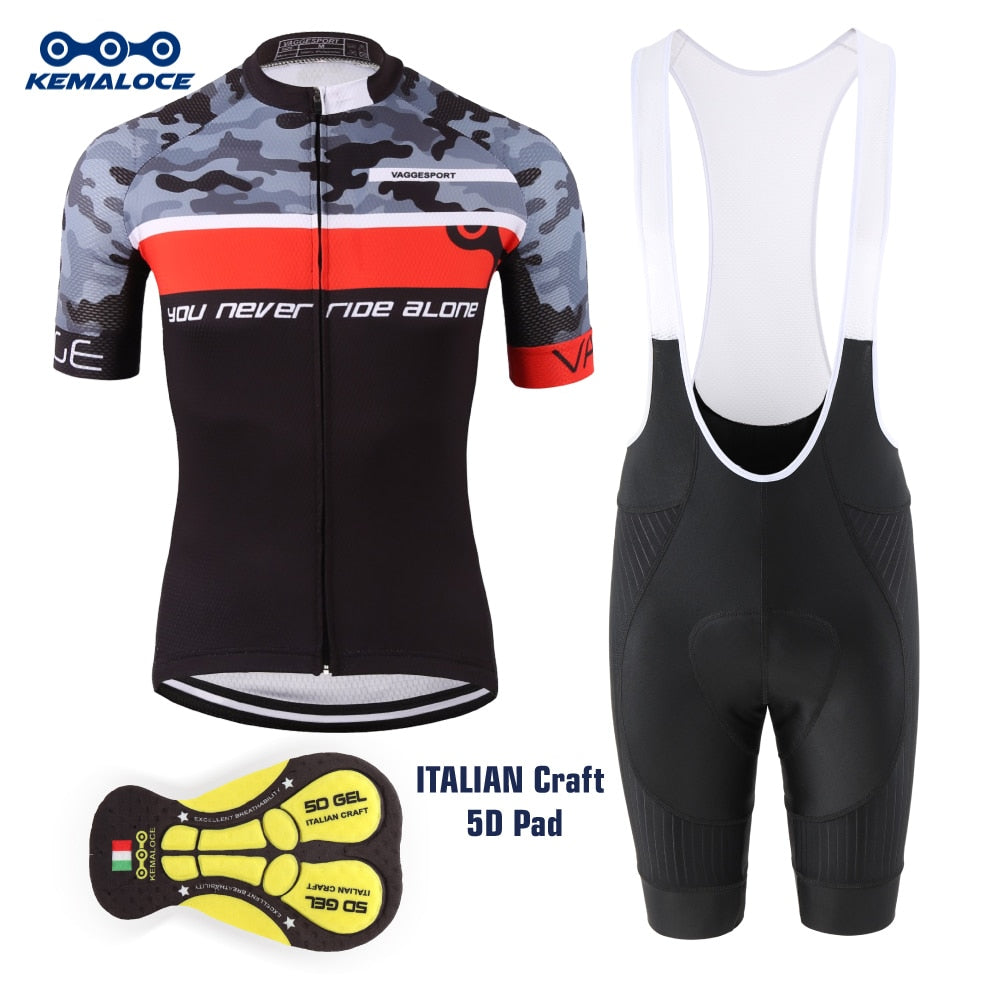 KEMALOCE Grey Camouflage Cycling Jersey Sets (2 Variants)