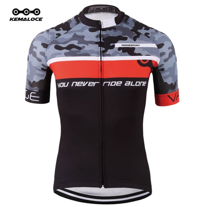 KEMALOCE Grey Camouflage Cycling Jersey