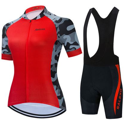 Salexo Women Side Sleeve Camouflage Cycling Jersey Sets (4 Variants)