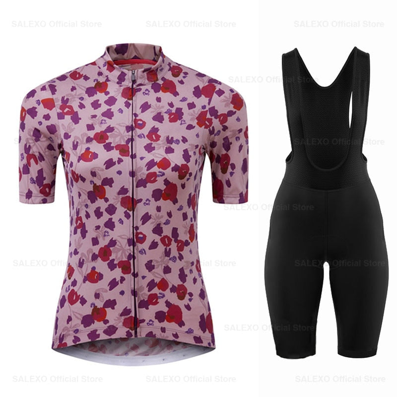 Salexo Women Rose Flower Cycling Jersey Set